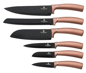 Sada nožů s nepřilnavým povrchem 6 ks Rosegold Metallic Line blistr