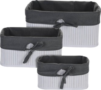 Sada košíků bambus/textil 3 ks EXCELLENT KO-MA1000030