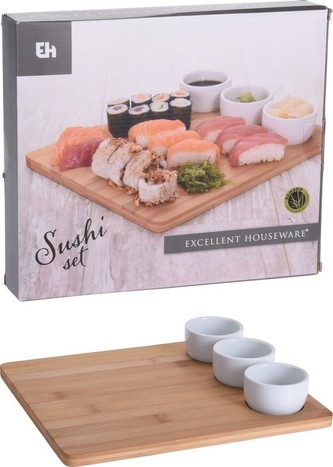 Sushi set porcelán / bambus 4 ks