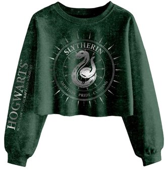 Dámská croptop mikina Harry Potter: Zmijozelské souhvězdí (S) zelená