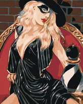 Malování podle čísel - ŠACHISTKA V ČERNÉM - 80x100 cm, vypnuté plátno na rám