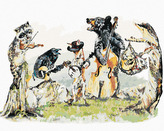 Malování podle čísel - ZVÍŘATA A HUDEBNÍ NÁSTROJE (HOLLY SIMENTAL) - 80x100 cm, vypnuté plátno na rám