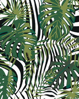 Malování podle čísel - TROPICKÉ LISTY - 80x100 cm, bez rámu a bez vypnutí plátna