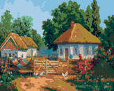 Malování podle čísel - VENKOVSKÉ CHALOUPKY - 80x100 cm, bez rámu a bez vypnutí plátna
