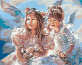 Malování podle čísel - ANDÍLCI - 40x50 cm, bez rámu a bez vypnutí plátna