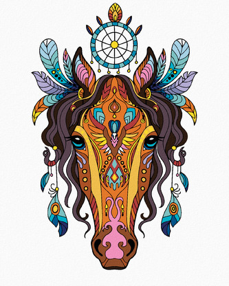 Malování podle čísel - MANDALA KŮŇ - 40x50 cm, vypnuté plátno na rám