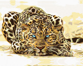 Malování podle čísel - ČÍHAJÍCÍ LEOPARD - 40x50 cm, bez rámu a bez vypnutí plátna