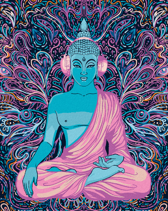 Malování podle čísel - FIALOVÝ BUDDHA - 80x100 cm, vypnuté plátno na rám