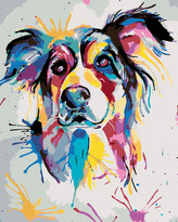 Malování podle čísel - KRÁSNÝ MALOVANÝ PES - 40x50 cm, vypnuté plátno na rám