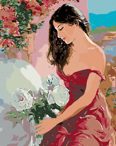 Malování podle čísel - ŽENA A RŮŽE - 80x100 cm, vypnuté plátno na rám