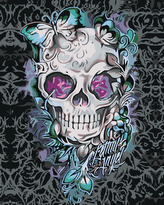 Malování podle čísel - LEBKA S MOTÝLI A KVĚTY - 80x100 cm, vypnuté plátno na rám