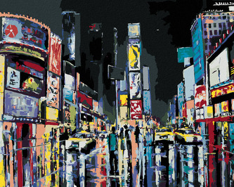 Malování podle čísel - POHLED NA NOČNÍ NEW YORK - 80x100 cm, vypnuté plátno na rám