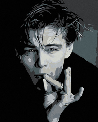 Malování podle čísel - LEONARDO DICAPRIO S CIGARETOU - 40x50 cm, vypnuté plátno na rám