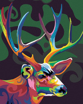 Malování podle čísel - BAREVNÝ JELEN - 80x100 cm, bez rámu a bez vypnutí plátna