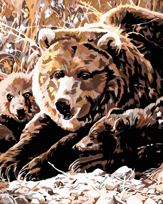 Malování podle čísel - MEDVĚDICE S MLÁĎATY - 40x50 cm, vypnuté plátno na rám Malování podle čísel - MEDVĚDICE S MLÁĎATY - 40x50 cm, vypnuté plátno na rám