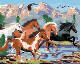 Malování podle čísel - DIVOCÍ KONĚ V HORÁCH (HOWARD ROBINSON) - 80x100 cm, bez rámu a bez vypnutí plátna