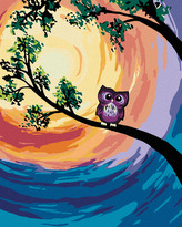 Malování podle čísel - MALÁ FIALKOVÁ SOVIČKA - 40x50 cm, bez rámu a bez vypnutí plátna