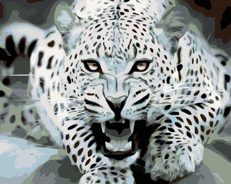 Malování podle čísel - ČERNOBÍLÝ LEOPARD - 40x50 cm, vypnuté plátno na rám Malování podle čísel - ČERNOBÍLÝ LEOPARD - 40x50 cm, vypnuté plátno na rám