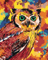 Malování podle čísel - BAREVNÁ SOVA - 40x50 cm, bez rámu a bez vypnutí plátna