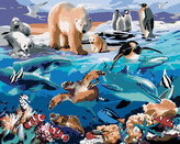 Malování podle čísel - ZVÍŘATA V OCEÁNU (HOWARD ROBINSON) - 80x100 cm, vypnuté plátno na rám
