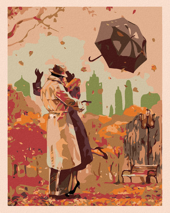 Malování podle čísel - PODZIMNÍ ROMANCE - 80x100 cm, bez rámu a bez vypnutí plátna