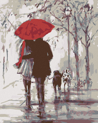 Malování podle čísel - NA PROCHÁZCE S PEJSKY - 80x100 cm, bez rámu a bez vypnutí plátna