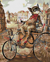 Malování podle čísel - KOCOUR NA TROJKOLE - 80x100 cm, vypnuté plátno na rám