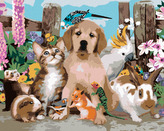 Malování podle čísel - DOMÁCÍ ZVÍŘATA U PLOTU (HOWARD ROBINSON) - 80x100 cm, bez rámu a bez vypnutí plátna