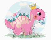 Malování podle čísel - RŮŽOVÝ DINOSAURUS - 80x100 cm, bez rámu a bez vypnutí plátna
