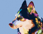 Malování podle čísel - BAREVNÝ HUSKY - 80x100 cm, bez rámu a bez vypnutí plátna