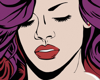 Malování podle čísel - DÍVKA A FIALKOVÉ VLASY - 40x50 cm, bez rámu a bez vypnutí plátna