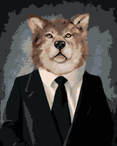 Malování podle čísel - VLK V OBLEČENÍ - 80x100 cm, bez rámu a bez vypnutí plátna