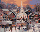 Malování podle čísel - BÍLÝ KOSTEL - 80x100 cm, vypnuté plátno na rám