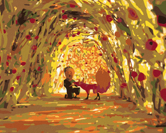 Malování podle čísel - MALÝ PRINC V TUNELU Z RŮŽÍ - 80x100 cm, vypnuté plátno na rám