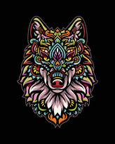 Malování podle čísel - MANDALA VLK - 80x100 cm, vypnuté plátno na rám