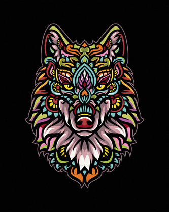 Malování podle čísel - MANDALA VLK - 80x100 cm, vypnuté plátno na rám