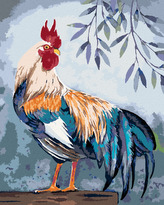 Malování podle čísel - PESTRÝ KOHOUT - 80x100 cm, bez rámu a bez vypnutí plátna