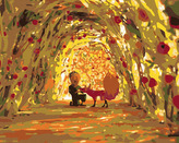 Malování podle čísel - MALÝ PRINC V TUNELU Z RŮŽÍ - 40x50 cm, bez rámu a bez vypnutí plátna