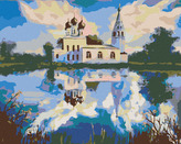 Malování podle čísel - KOSTELÍK U RYBNÍKA - 80x100 cm, bez rámu a bez vypnutí plátna