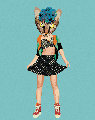 Malování podle čísel - KOČKA V OBLEČENÍ A KVĚTINY - 40x50 cm, bez rámu a bez vypnutí plátna Malování podle čísel - KOČKA V OBLEČENÍ A KVĚTINY - 40x50 cm, bez rámu a bez vypnutí plátna