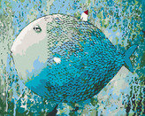 Malování podle čísel - MODRÁ RYBA - 80x100 cm, vypnuté plátno na rám