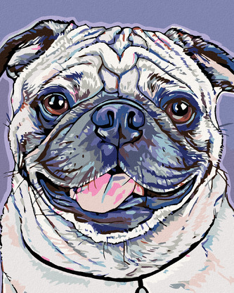 Malování podle čísel - MOPSÍK - 40x50 cm, vypnuté plátno na rám