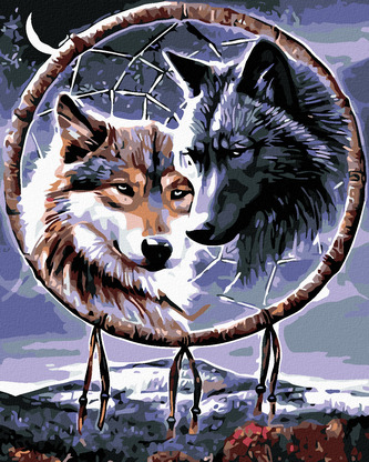 Malování podle čísel - VLCI S TALISMANEM - 40x50 cm, vypnuté plátno na rám