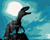 Malování podle čísel - TYRANNOSAURUS REX V NOCI - 40x50 cm, vypnuté plátno na rám