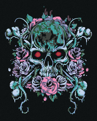 Malování podle čísel - LEBKA A RUDÝ POHLED - 80x100 cm, vypnuté plátno na rám