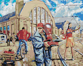Malování podle čísel - MĚSTSKÝ SPĚCH - 80x100 cm, vypnuté plátno na rám