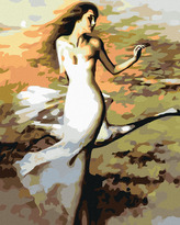 Malování podle čísel - TANČÍCÍ ŽENA V BÍLÉM - 80x100 cm, vypnuté plátno na rám