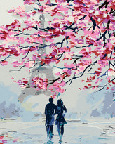 Malování podle čísel - ROMANTICKÁ PROCHÁZKA PO PAŘÍŽI - 80x100 cm, vypnuté plátno na rám
