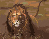 Malování podle čísel - LEV V SAVANĚ - 80x100 cm, bez rámu a bez vypnutí plátna