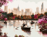Malování podle čísel - PÁR NA LOĎCE V NEW YORKU (RICHARD MACNEIL) - 80x100 cm, vypnuté plátno na rám